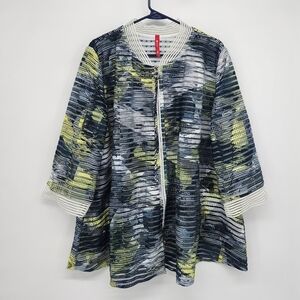 IC by Connie K Ribbed Textured Sheer Jacket Top Full Zip Womens Plus 3X
